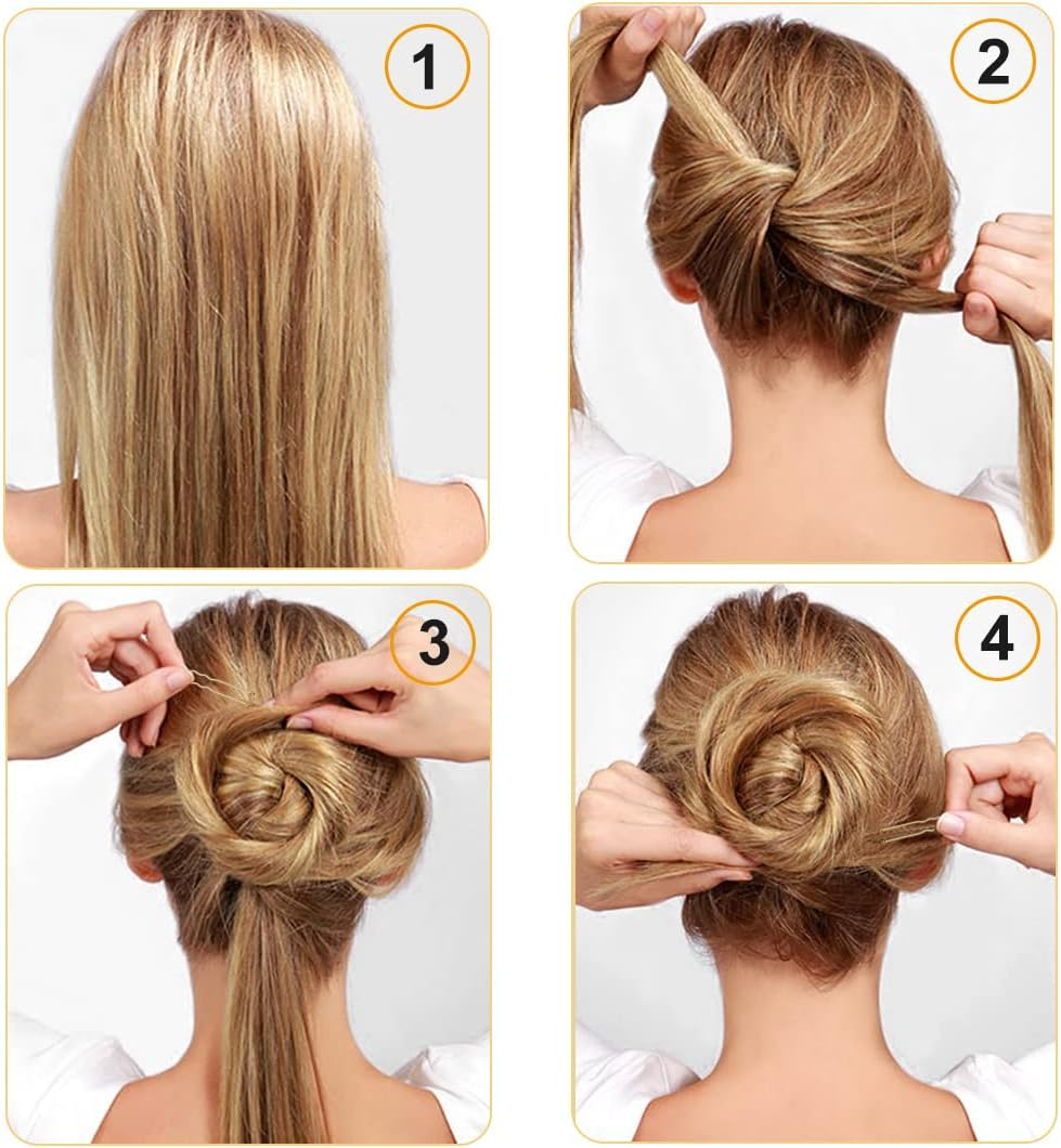 U Shaped Hair Pins, 200 Count for Women Lady Girls Bobby Pins French Historical Hair Pin Hair Styling Pins Hair Accessories, Blonde, 2.4 Inch - Black image number 3