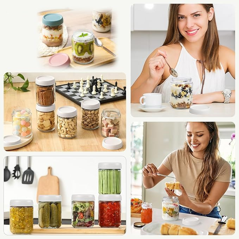 WEZCHUGHAOL Glass Overnight Oats Jars with Lids, 6 Pack, 300Ml/500Ml/750Ml/Capacity (300ML) image number 3