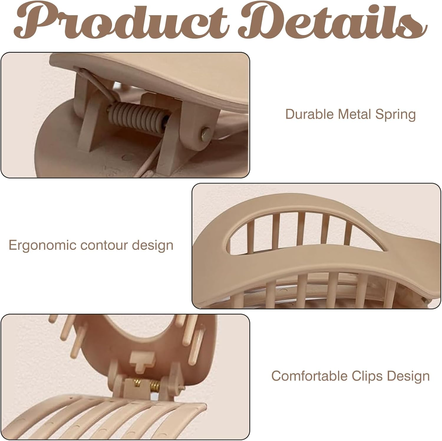 Ladies Hair Claws (Cream Matt, Apricot Matt, Matte Black, Burgundy Matt, Matte Khaki, Dark Coffee) image number 5