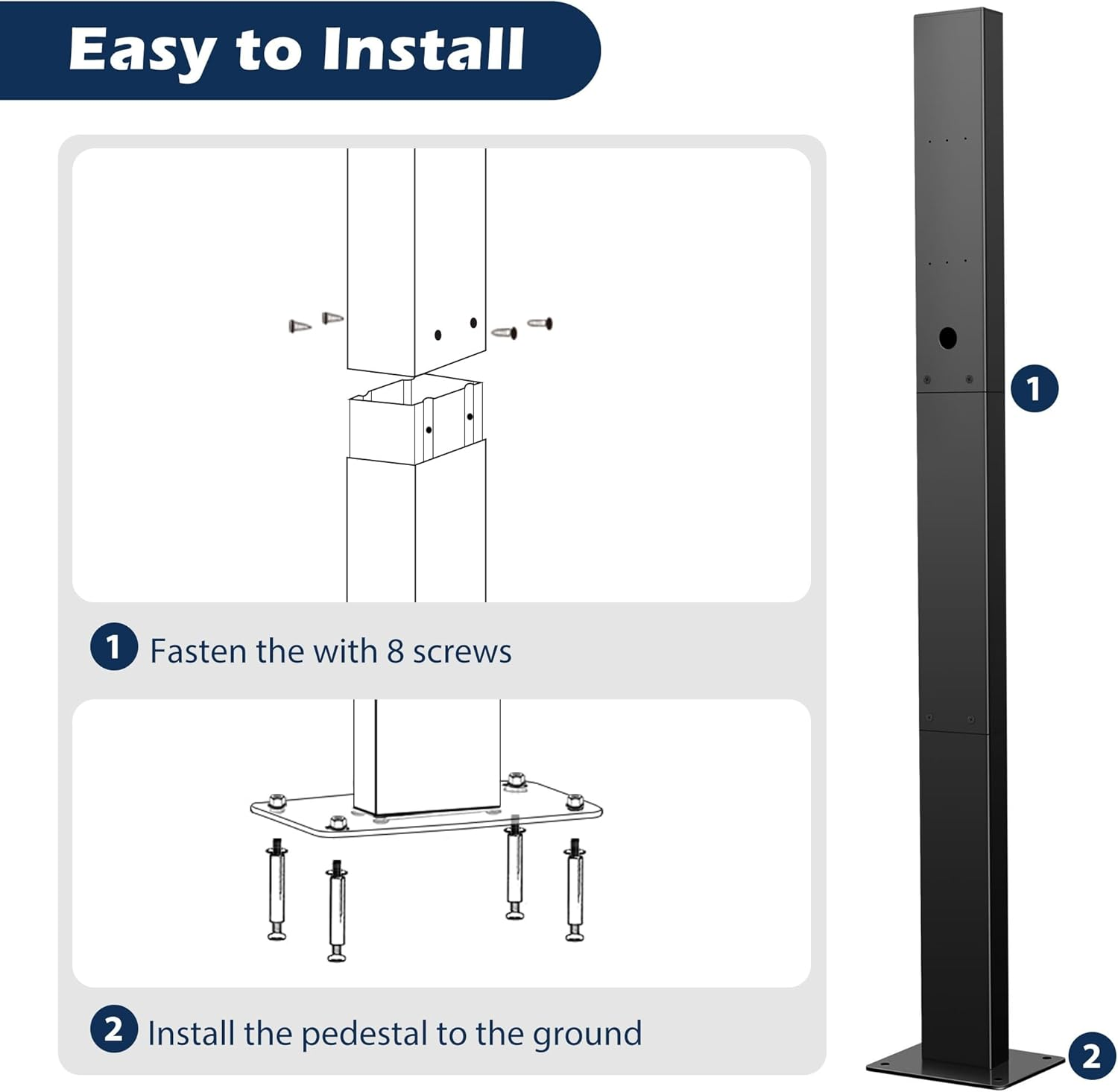 Heavy Duty EV Charger Pedestal Outdoor Tesla Charger Stand for Gen 3 Electric Vehicle Charging Stations Corrosion Resistance EV Charger Stand Compatible with Tesla Mobile Connector & J1772 Charger image number 6