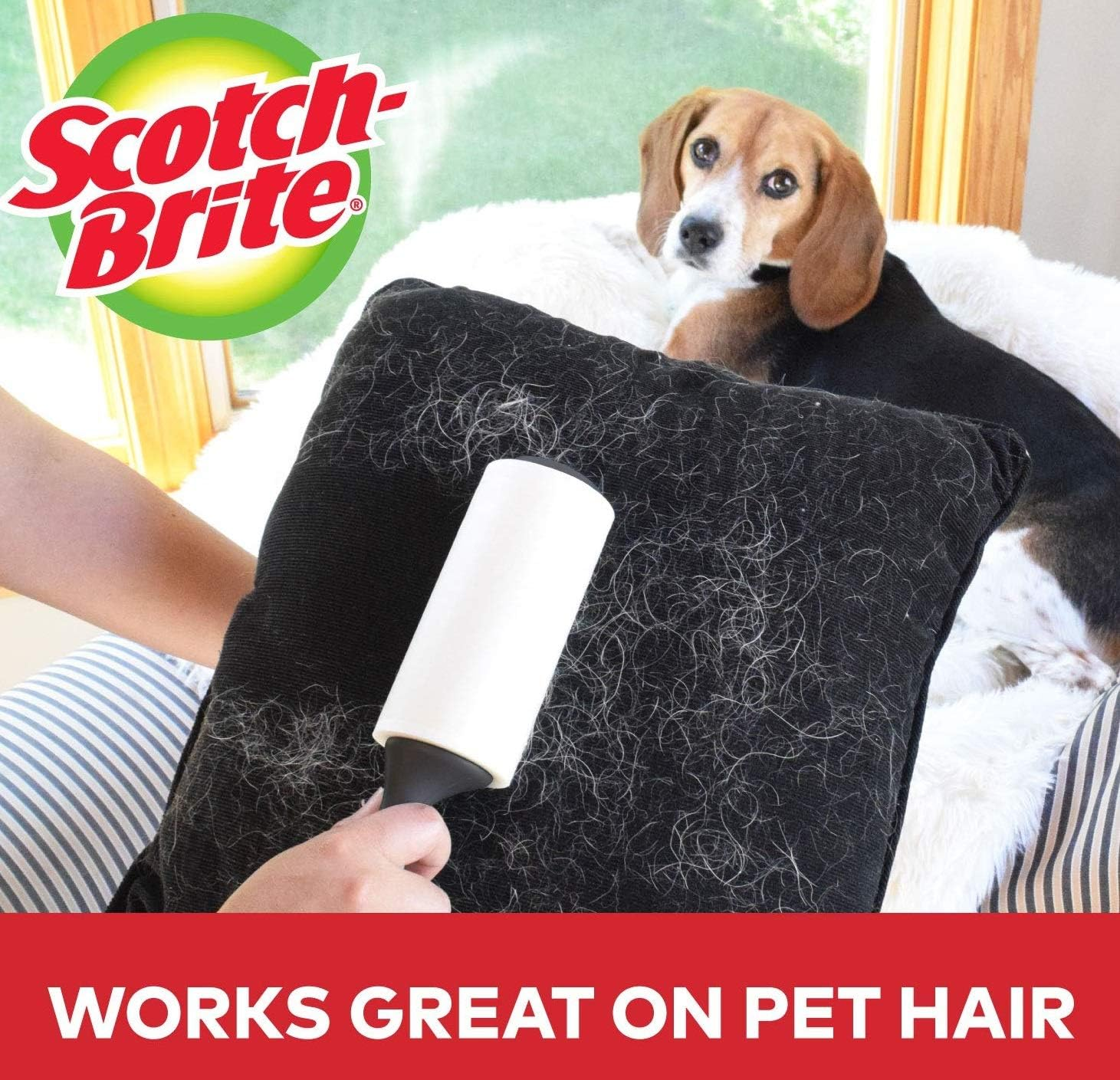 Scotch-Brite 836RS-95-5CPA Lint Roller Combo Pack, 5-Rollers, 95-Sheets/Roller (475 Sheets Total), Green image number 1