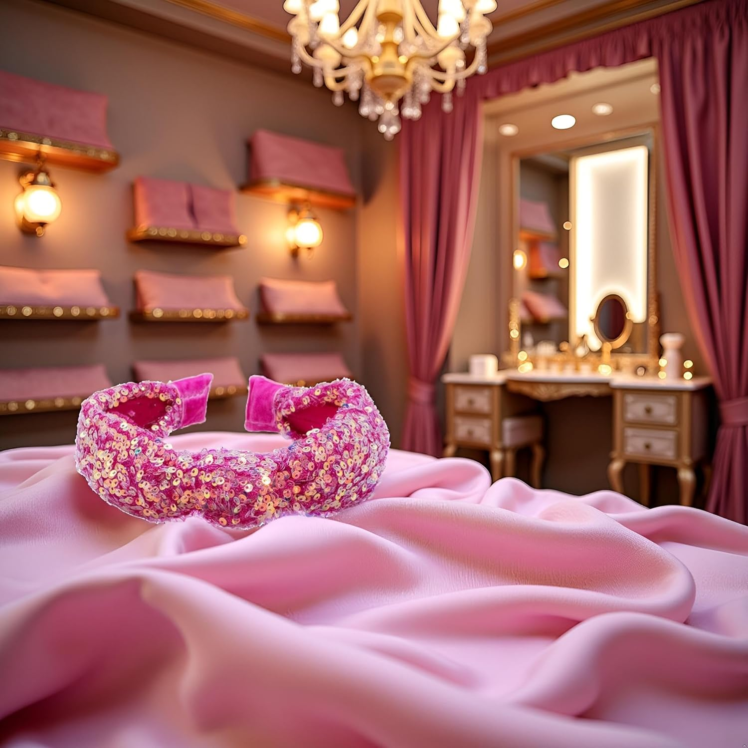 Pink Sequin Knotted Headbands and for Girls Women Sequin Headb Sparkly Hairbands Fashion Glitter Wide Top Knot Headband for Sport Cute Hair Accessories Birthday Gifts Clips and Barrettes,Headbands image number 5