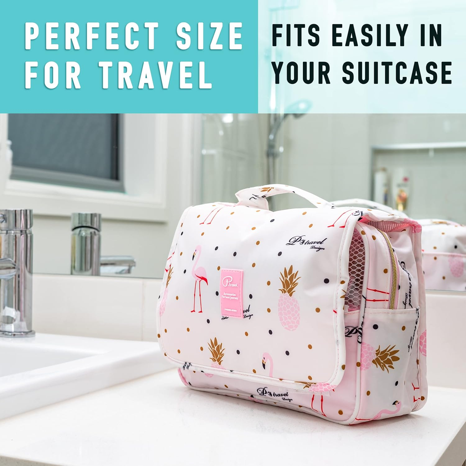 Toiletry Bag for Cosmetics Makeup Hair Accessories and Toiletries Travel Water Resistant Hook to Hang on a Door 5 Different Compartments from Paton Travel Australia image number 3