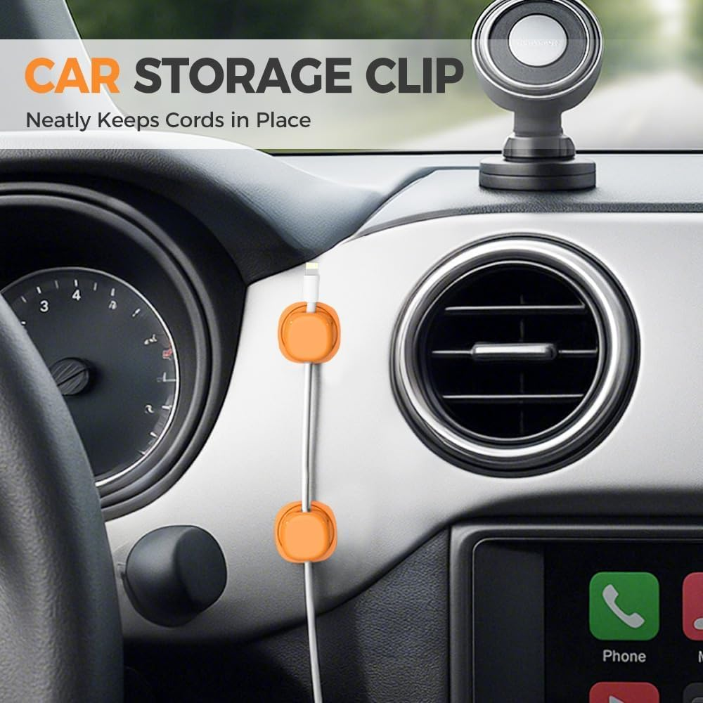 Cable Clips & Cable Management 12-Pack, Spring Cord Organizer for Desk and Nightstand, Phone Charger Cord Holder for Home Office Organization - 12 Pieces, Black image number 3