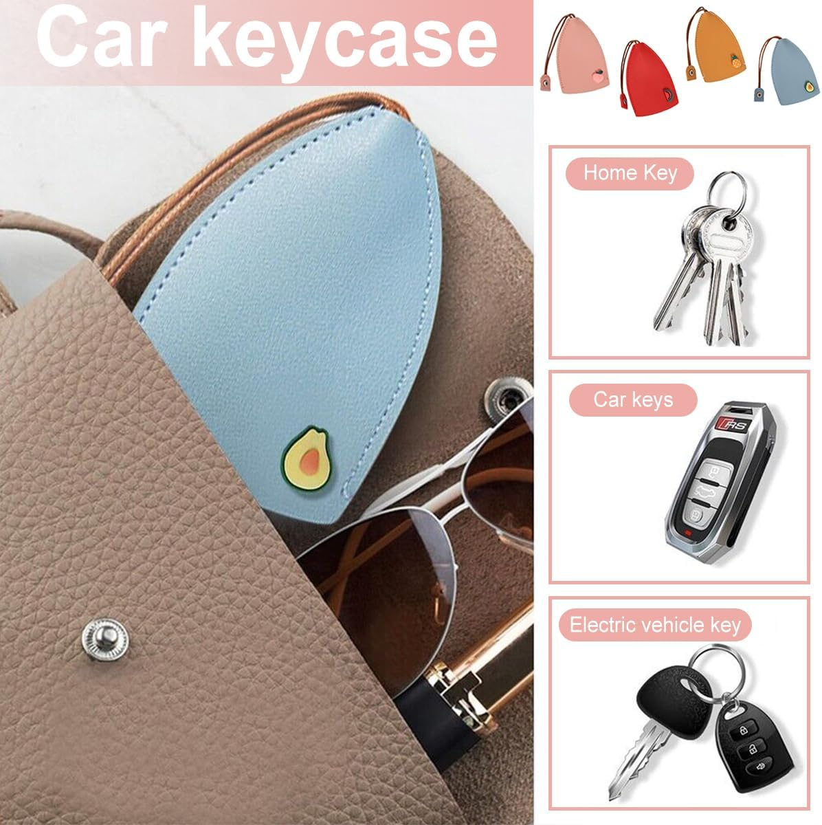 4 PCS Key Bag,Car Key Case,Pu Leather Key Organizer Pouch for Luggage & Travel Gear/House image number 1