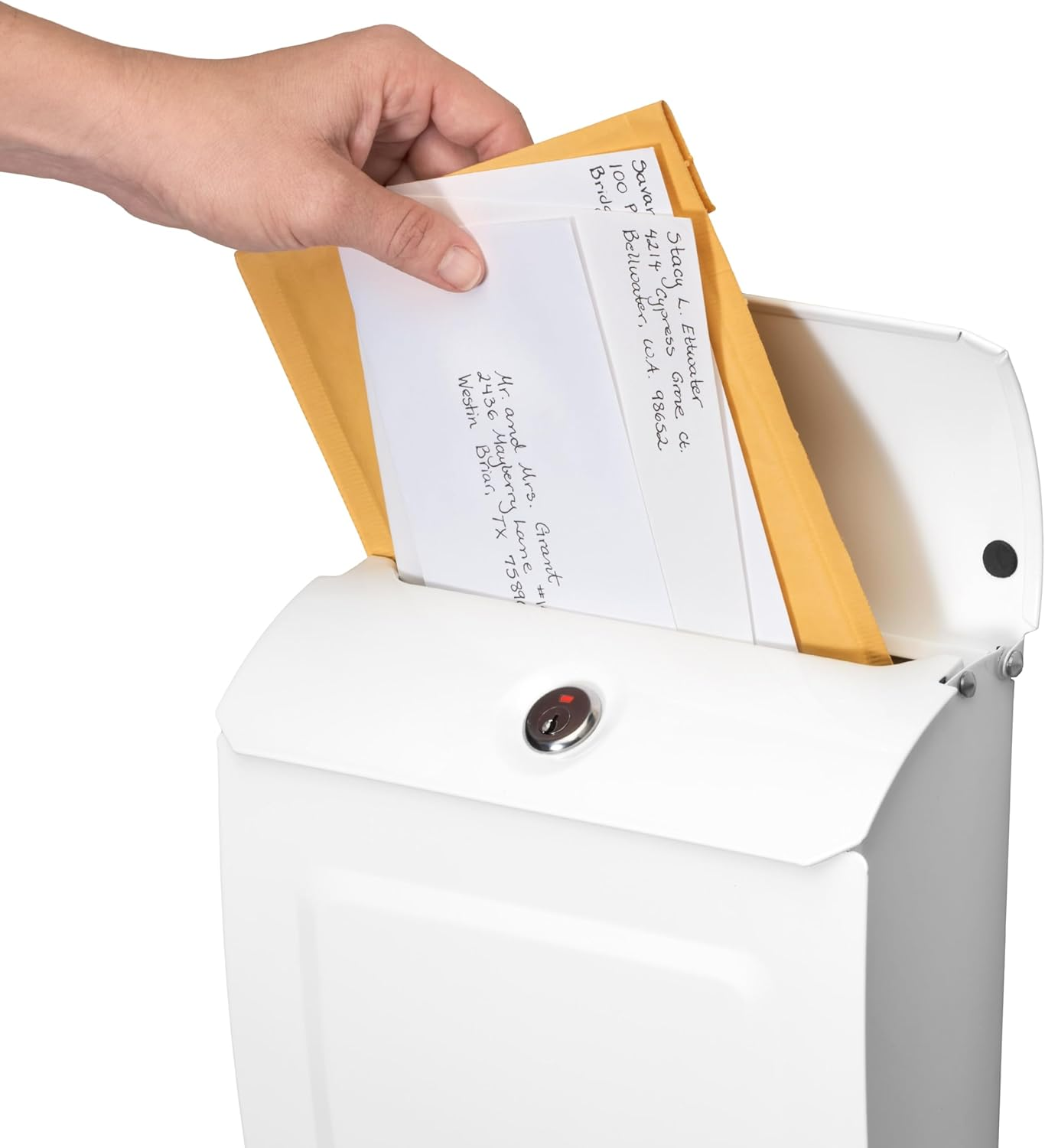 Architectural Mailboxes Aspen Galvanized Steel, Locking, Wall Mount Mailbox, 2594W-10, White, Small Capacity image number 3