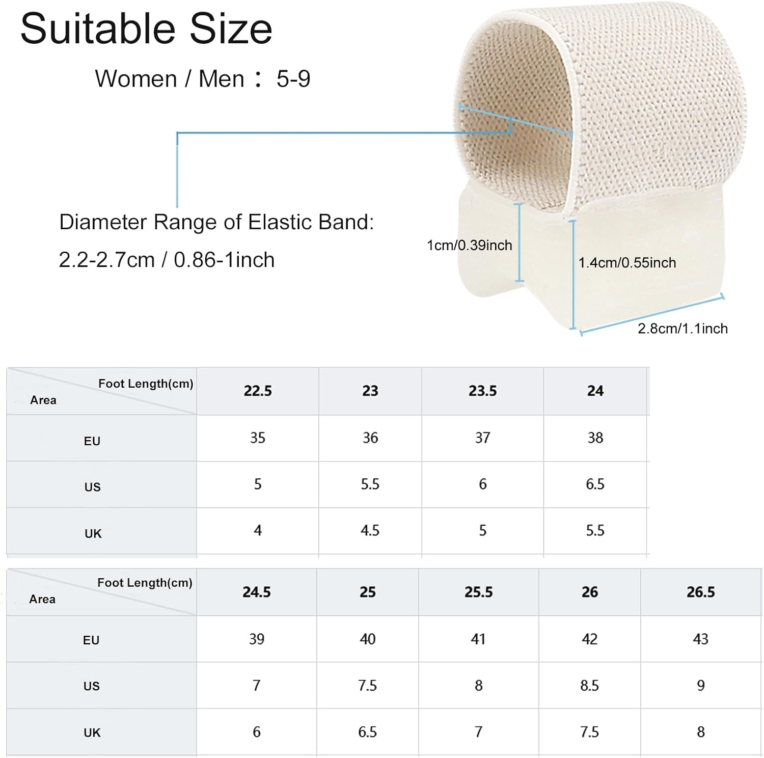 8 Pack Big Toe Spacers Toe Separators for Women Men, Sweat-Absorbent Elasticated Strap Designed and Non-Slip Toe Separators That Do Not Come off Easily for Overlapping Toes Bunion Correct Toes image number 6