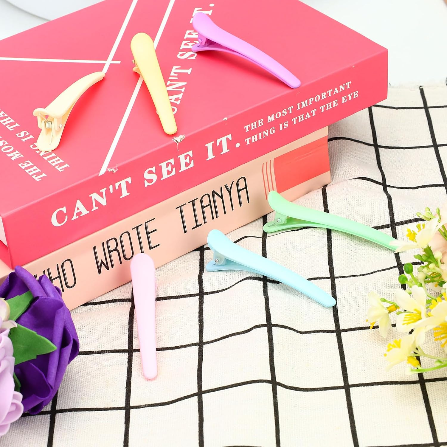 LELE LIFE 18 Pieces Alligator Hair Clips for Styling Non-Slip Matte Duck Bill Hair Clips Hair Roller Clips for Women Makeup Salon Hairdresser Department 6 Colors A