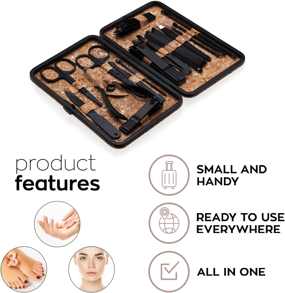 Aba Group Nail Kit 18 Sets &ndash; Professional Manicure Set &ndash; for Face, Feet, Hands &ndash; Professional Manicure Kit &ndash; Nail Set &ndash; Travel Nail Set in a Case &ndash; Cork image number 1