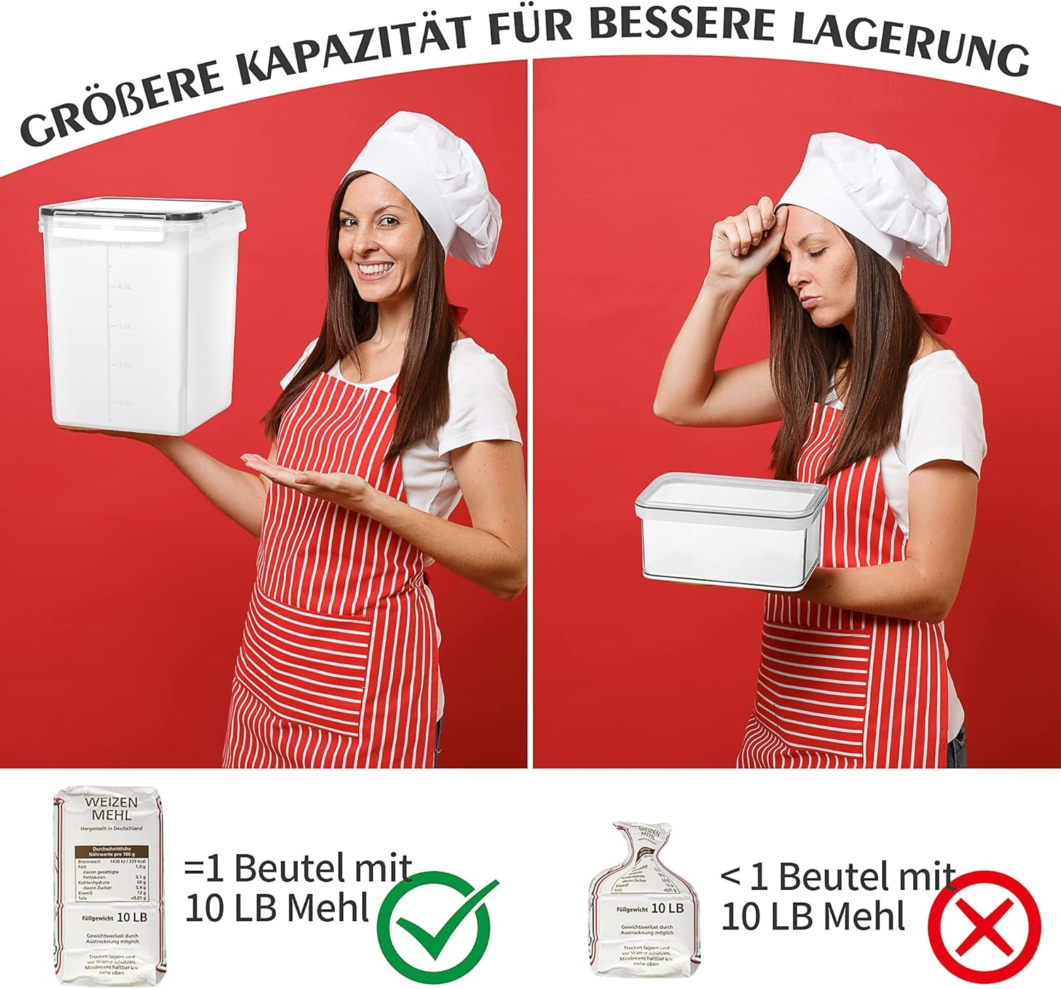 YOZOTI Large Airtight Food Storage Containers 5.2L / 176Oz, BPA Free, 4Pcs Pantry Kitchen Organization Set for Flour, Sugar, Baking Supplies, Plastic Flour Container with 20 Labels & Maker (5.2L*4) image number 6