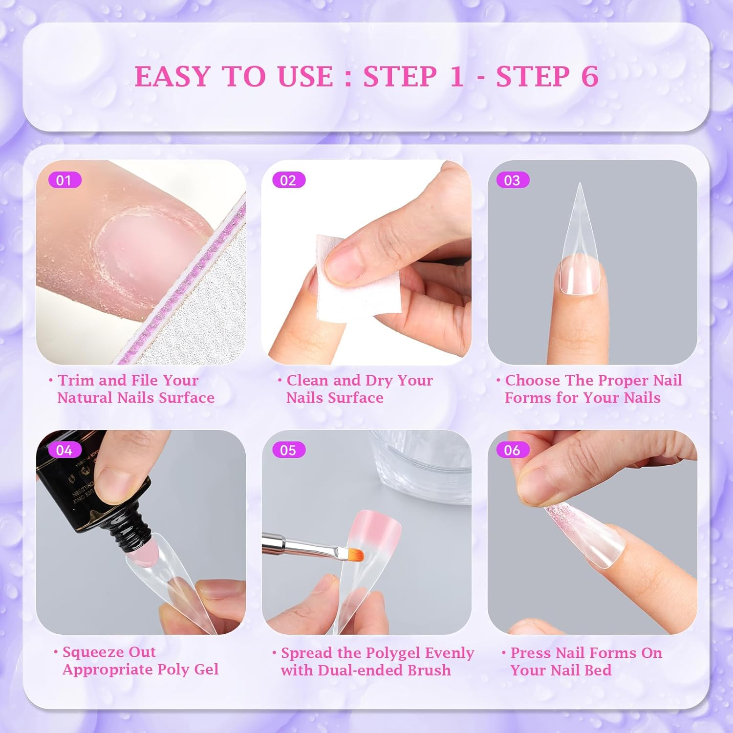 Outopen 150 Pcs Eagle Claw Shape Clear Full Cover Reusable Curve Long Nail Molds for Acrylic Extension Polygel Sculptural Manicure DIY 15 Sizes image number 5