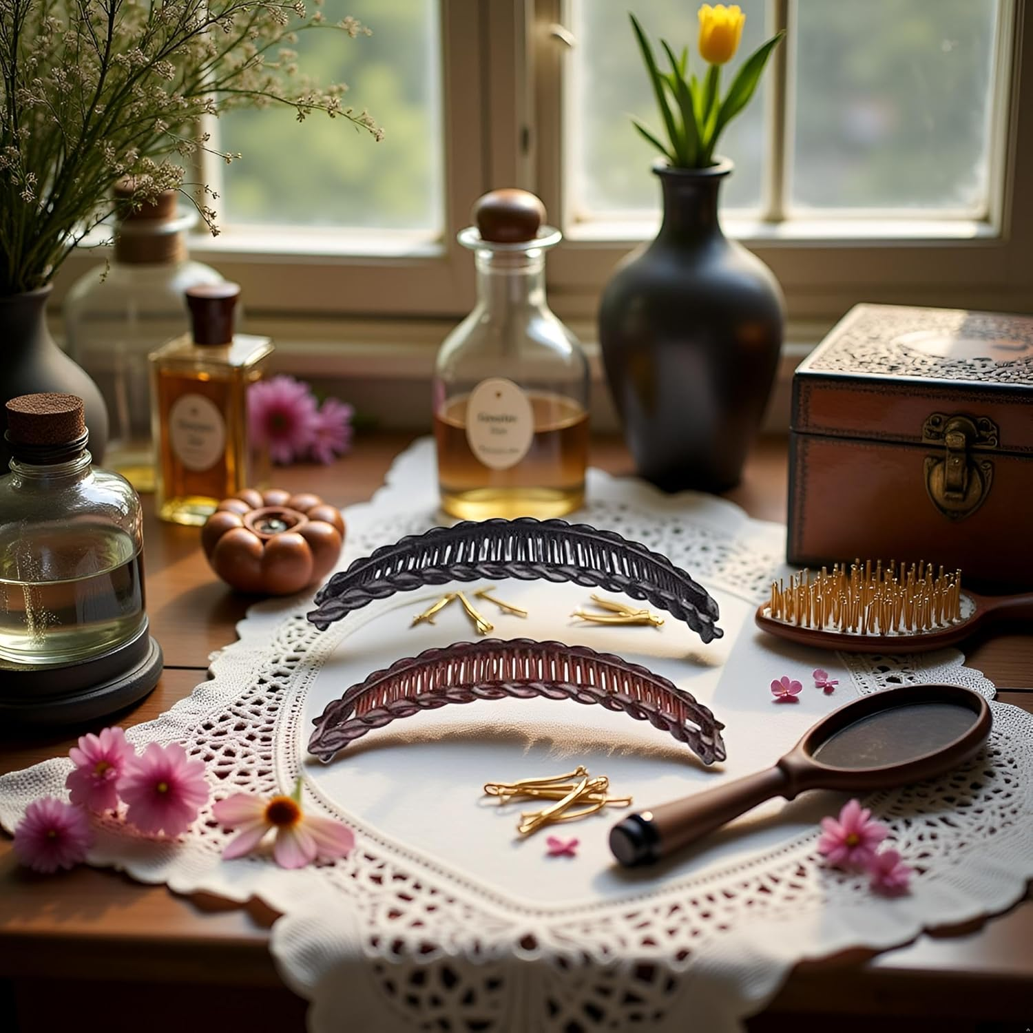 2Pack One Black and One Brown Tort Banana Clips Fish Clips Combs Tool Vintage Clincher for Thick Curly Hair Accessories Long Hair Clips Comb Fish Grip Slide Hair Clips, Clips and Barrettes image number 5