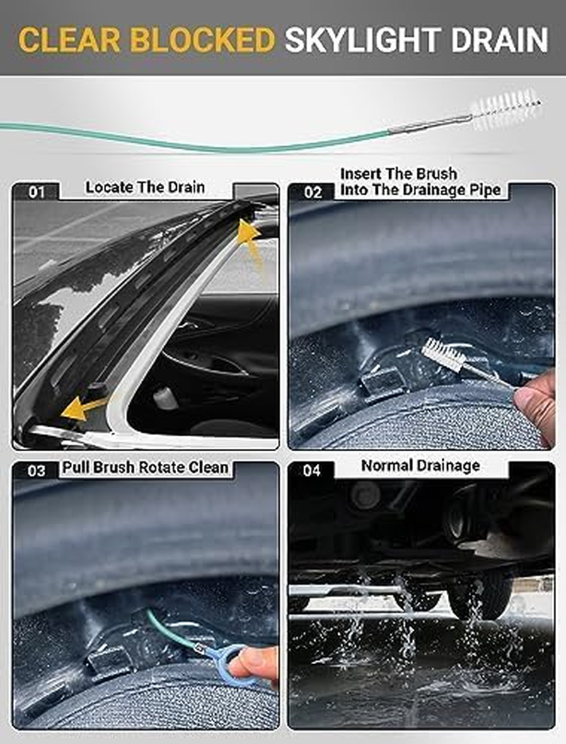 2-Packs Auto Sunroof Drain Cleaning Tool, 78 Inch Flexible Drain Brush Pipe Cleaners for Car, Tube Cleaning Brush Slim Drain Dredging Tool Perfect for Car Sunroof, Windshield Wiper Drain Hole image number 3