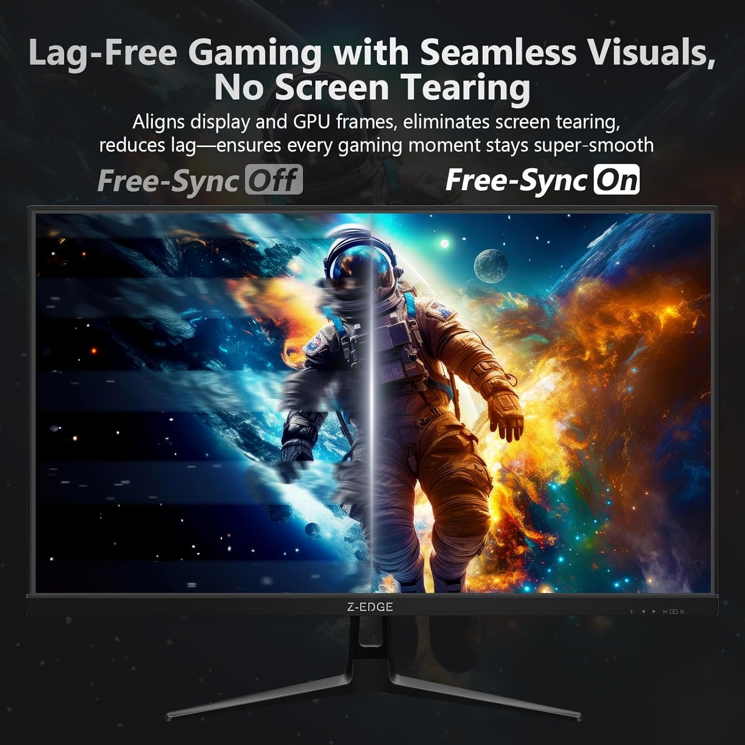 Z-Edge 27 Inch Gaming Monitor QHD 2K IPS 180Hz, 1Ms 2560X1440 LED Monitor, 350Cd/M&sup2; Brightness, HDR10, Freesync, Flickerfree, Dp1.4(180Hz) X2, Hdmi2.0(144Hz) X2, VESA Mountable 100 * 100Mm image number 5