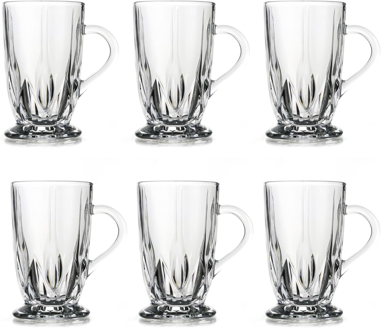 Glass Coffee Mugs Set of 6 Large Clear Durable Mugs with Handle Transparent Tea Glasses for Hot Cold Beverages image number 3
