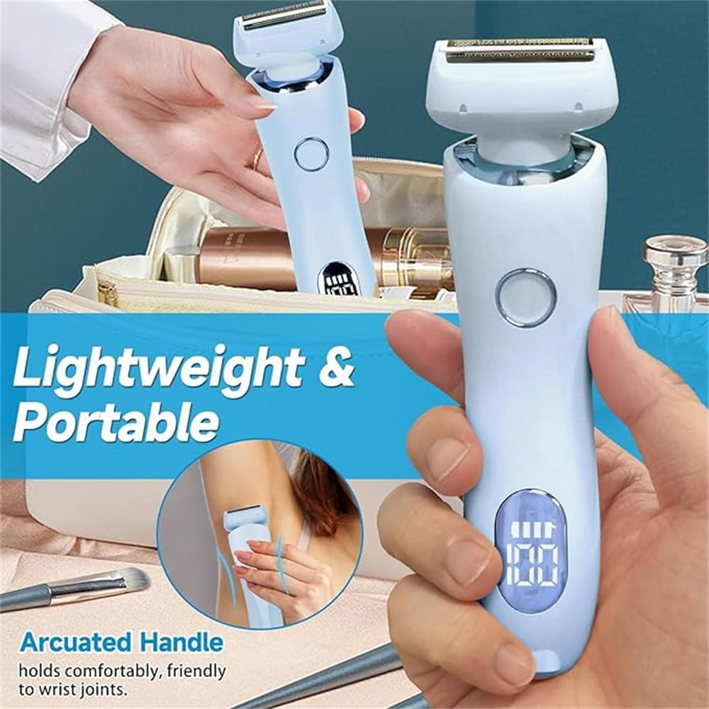 Electric Shaver for Women Bikini Trimmer Wet Dry Use 2 in 1 Silk Glide Epilator (Blue) - Pink image number 7