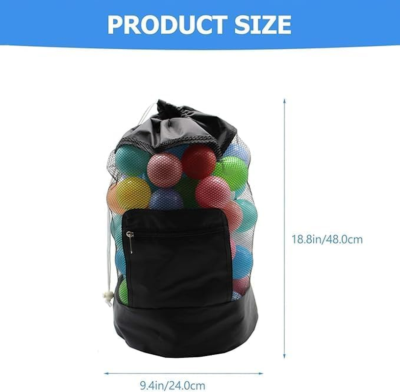 Yangshengyi Foldable Drawstring Mesh Beach Backpack, 1Pc Portable Draw-String Mesh Backpack Mesh Beach Tote, Drawstring Beaching Shell Toy Bag Mesh Backpack for Pool, Black image number 4