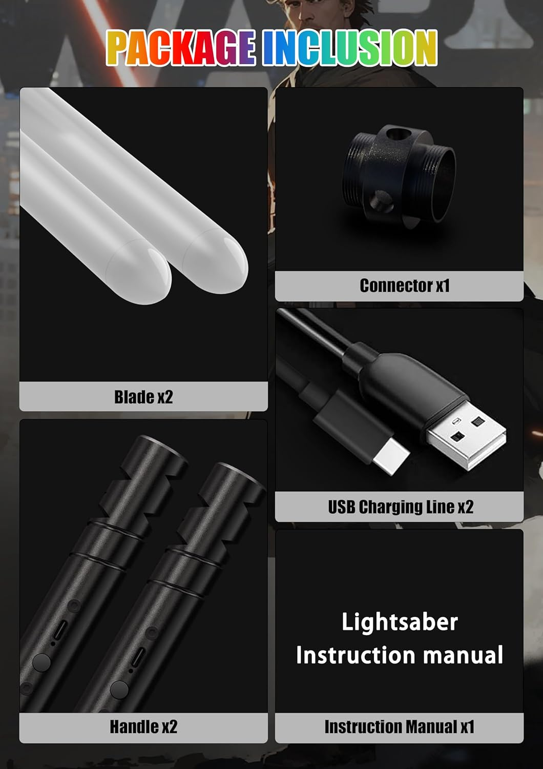 Lightsaber Mini Style, Rechargeable Metal Hilt Dueling Light Saber,2-In-1 Double Blade with & Hilt Vibration Cosplay Toys for Kids,Halloween Birthday Decoration image number 1