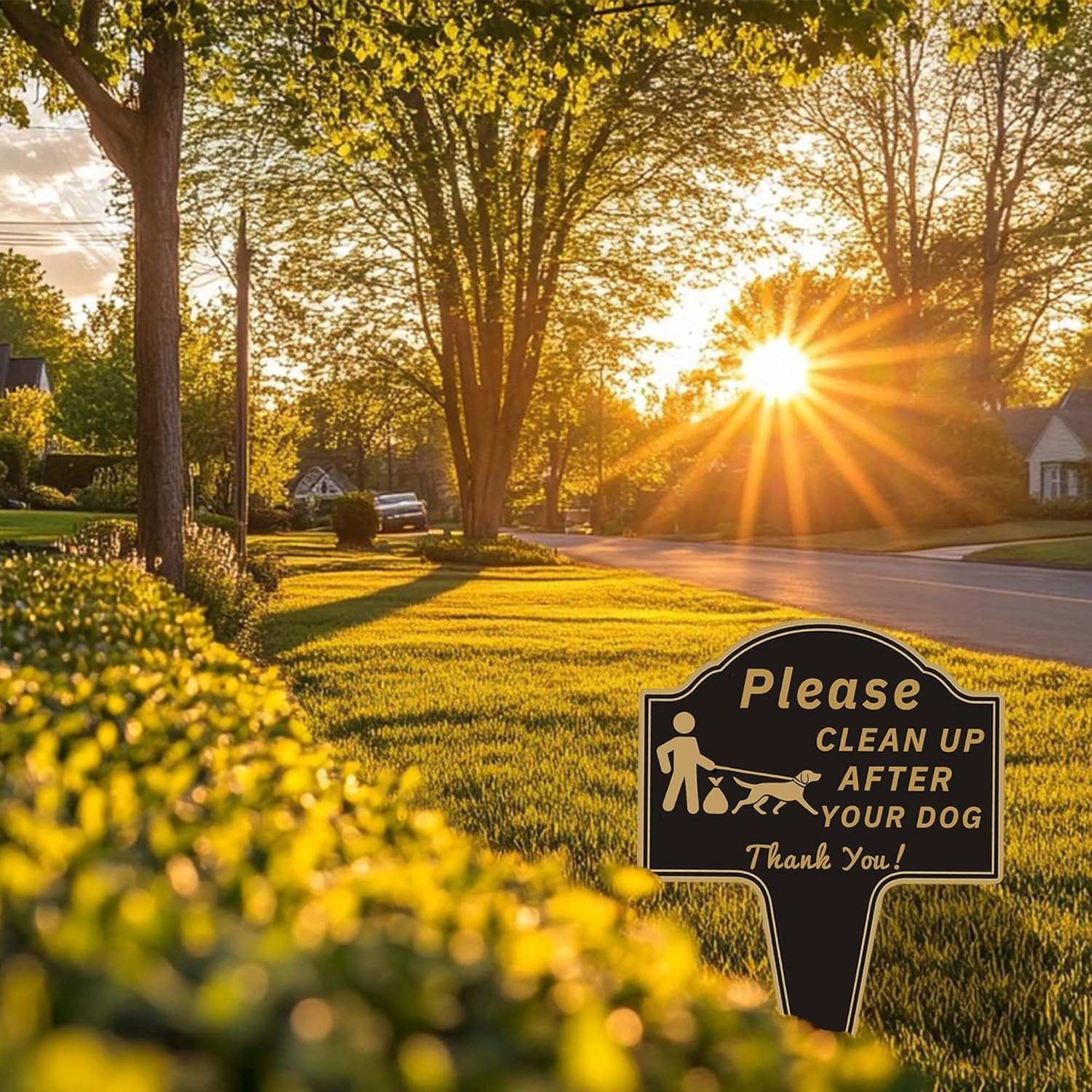 2Pcs Clean up after Your Dog Signs with Stakes, Dog Poop Signs for Lawn, No Pooping Sign for Yard, 9.6" X 13.6" Funny Metal Double Sided Yard Sign Easy Install for Outdoor Use - 2 Pcs image number 2