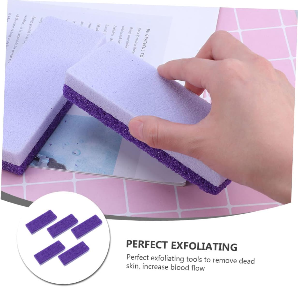 Gogogmee 5Pcs Double Sided Pumice Stone Foot Care Ergonomic Dead Skin Callus Remover Durable PU Exfoliating Scrubbers for Smooth Skin Purple image number 6