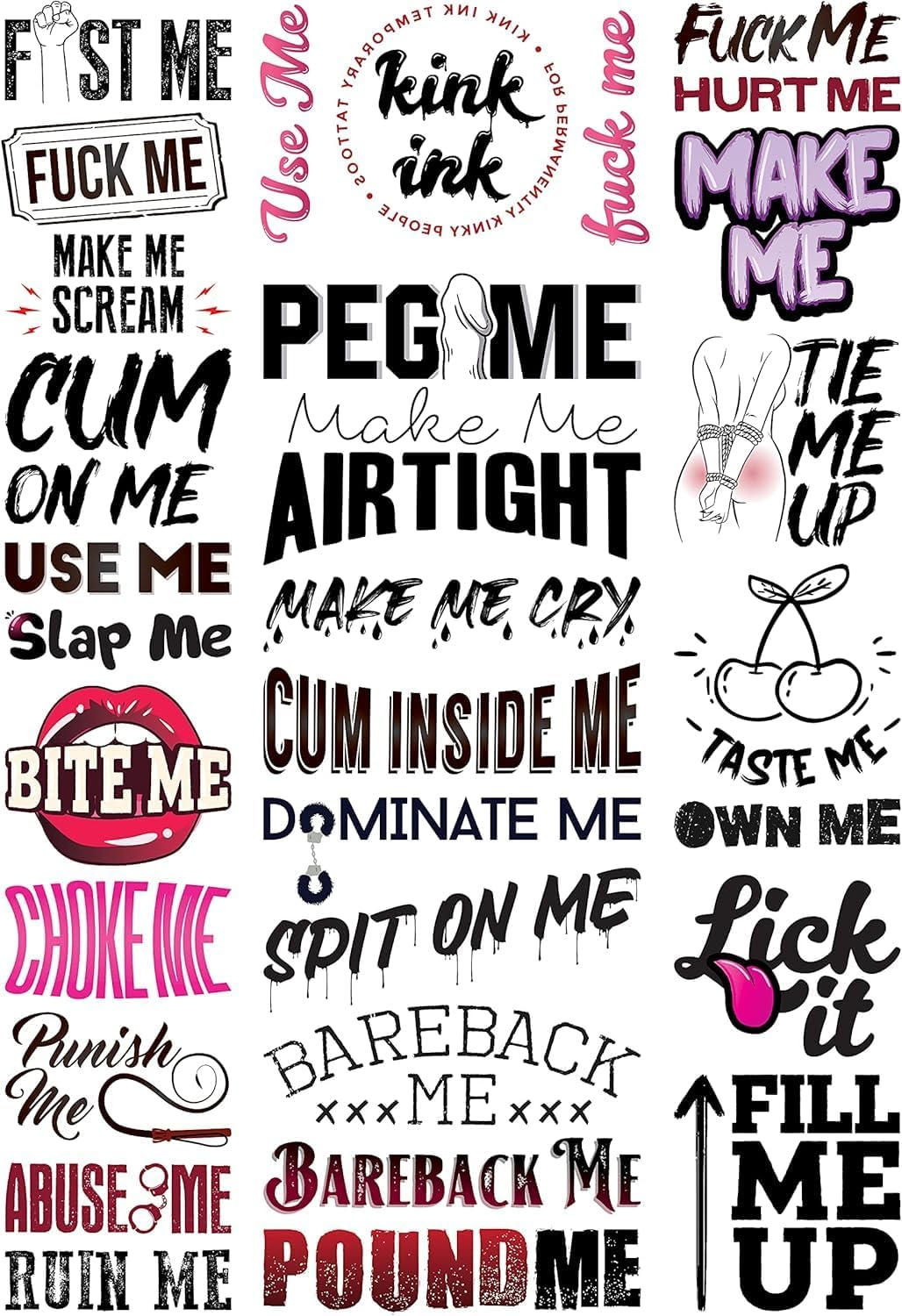 30 Sexy Naughty Temporary Tattoo Kinky Adult Fake Sticker