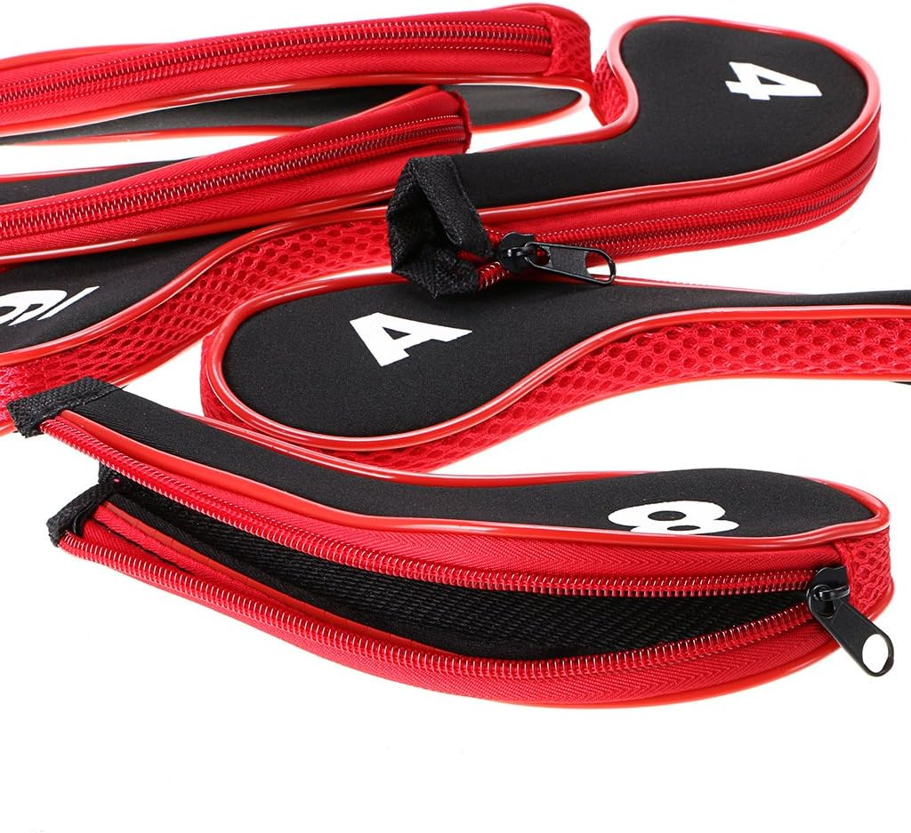Hipiwe Number Print Golf Club Irons Covers Neoprene Zippered Driver Head Cover with Long Neck-Set of 12 image number 3