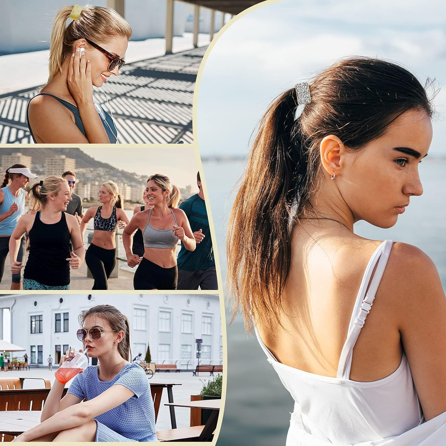 Ceeyoll Pack of 6 Hair Bobbles Hair Pins for Women with Rhinestones Decorated Metal Ponytail Holder Exquisite Hair Accessories Hair Bobbles Headwear for Women and Girls