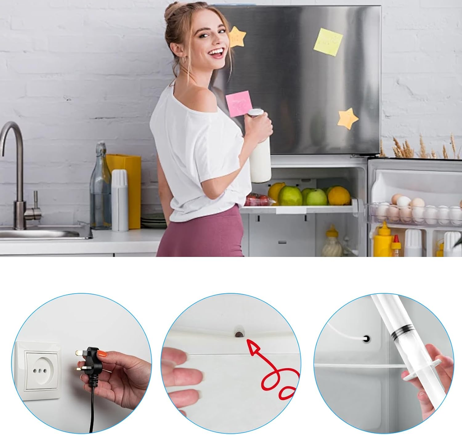 12 Pcs Fridge Drain Hole Cleaning Tools, Refrigerator Drain Hole Cleaning Tool Kit, Fridge Cleaner Syringe and Tube Brush for Kitchen Water Pipe Dredger Blockage Dredgingdrain Unblocker Tools Kit image number 1