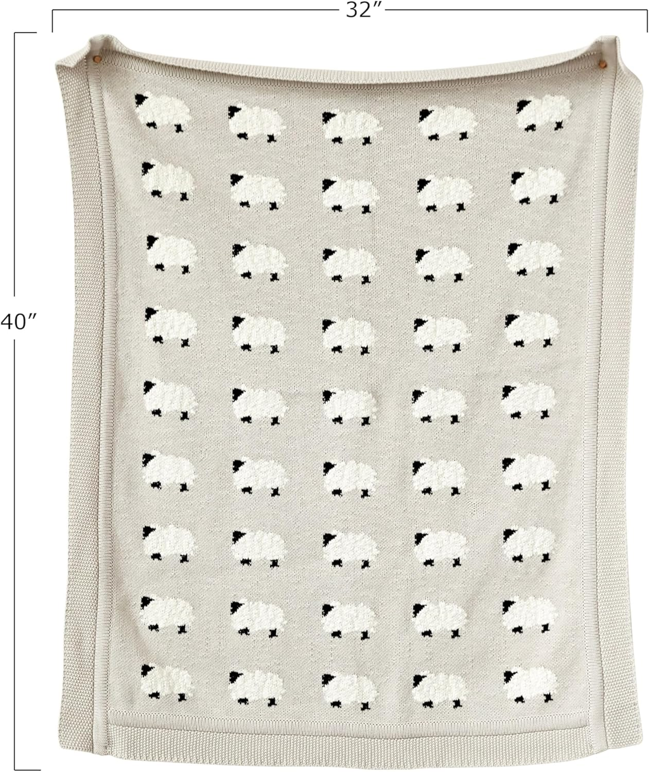 Creative Co-Op Grey Cotton Knit Sheep Blanket image number 2