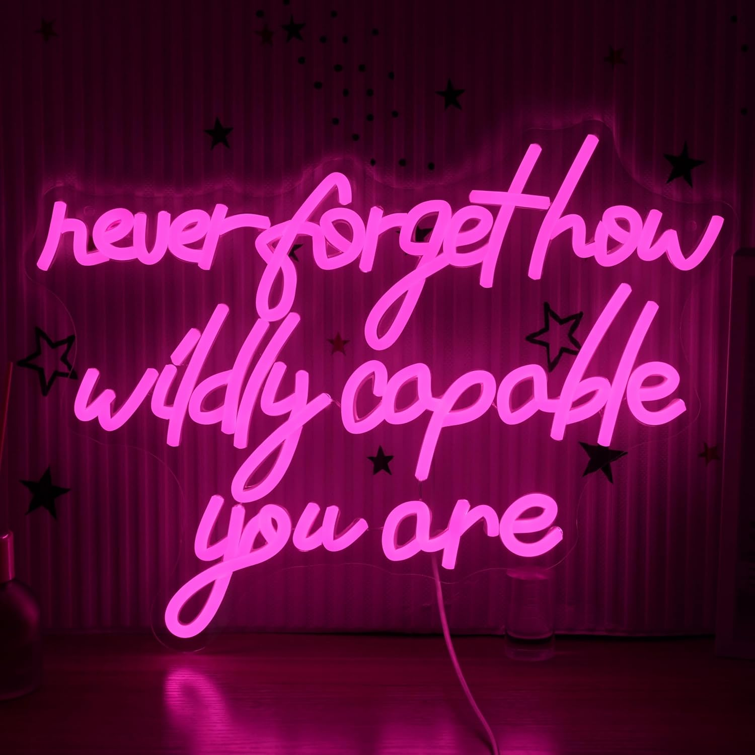 AEHEMNGZ Never Forget How Wildly Capable You Are Neon Sign Dimmable Inspirational Letter Neon Light USB Powered Motivational Led Light Sign for Man Cave Bar Office Decoration (16.54 * 12.6) image number 2