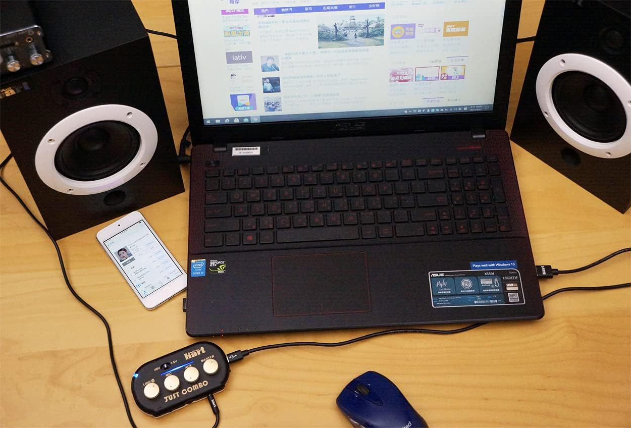 Maker Hart Just Combo - Podcast Mini 3 Channel Audio Mixer with Stereo/Bluetooth/Microphone with Microphone Input, 2 Outputs & USB Audio Output, Easy for Video Conferencing