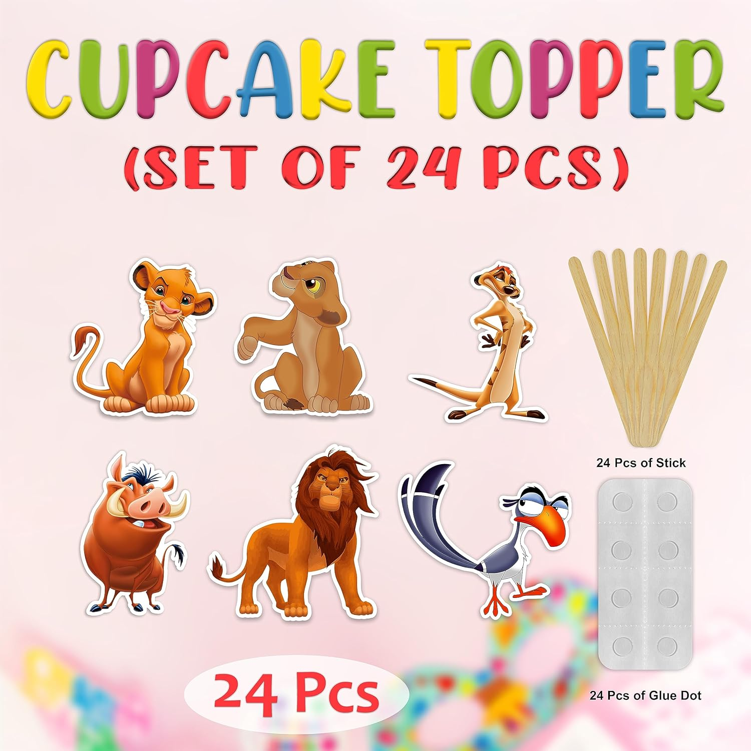 The Lion Kng Cupcake Toppers &ndash; Jungle Safari Birthday Party Decorations for Kids, Themed Picks for Cakes & Cupcakes, Perfect for Celebrations image number 2