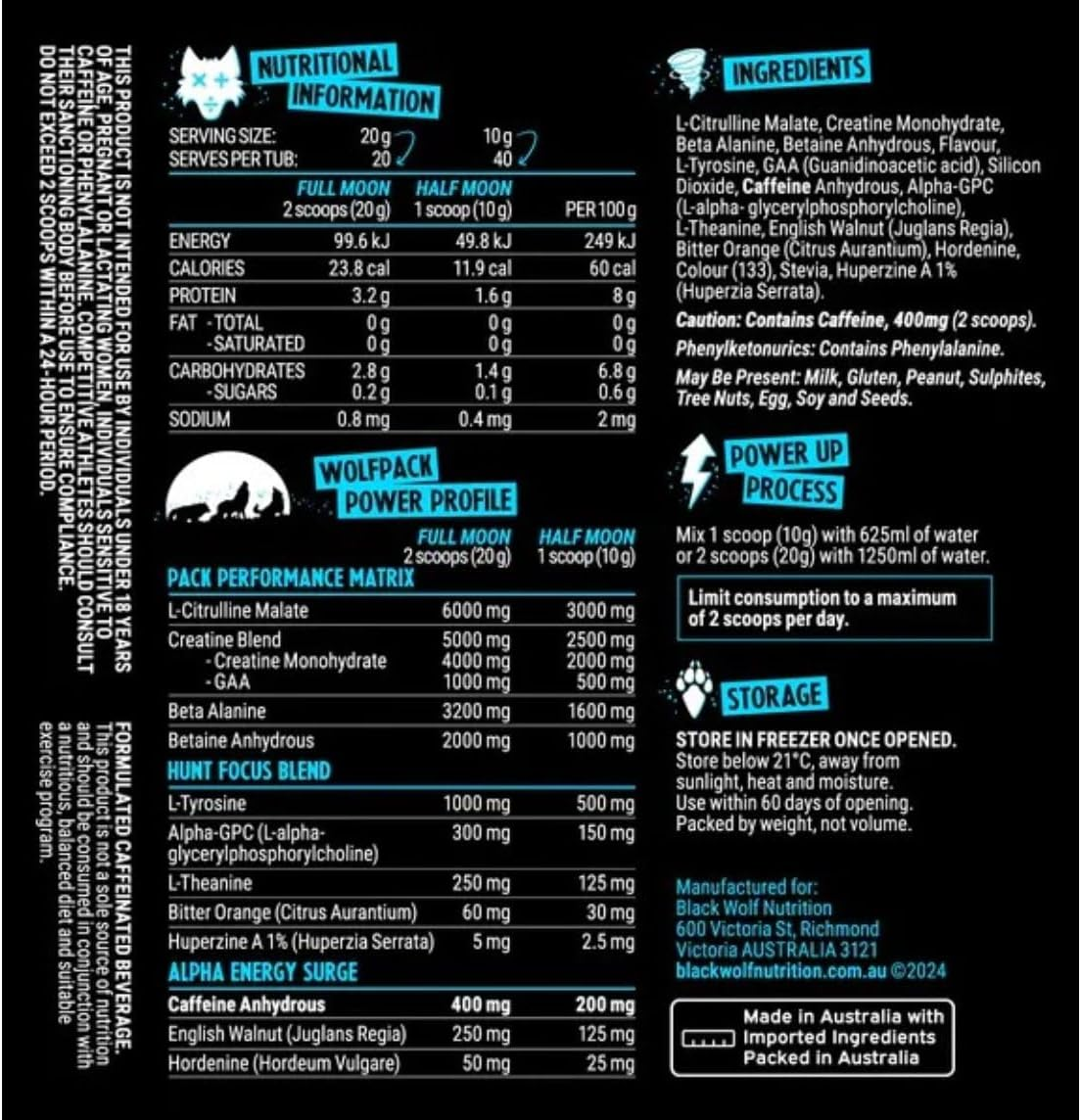 Black Wolf Pre 40 Serves Bubblegum Grape Extreme Potency Pre-Workout