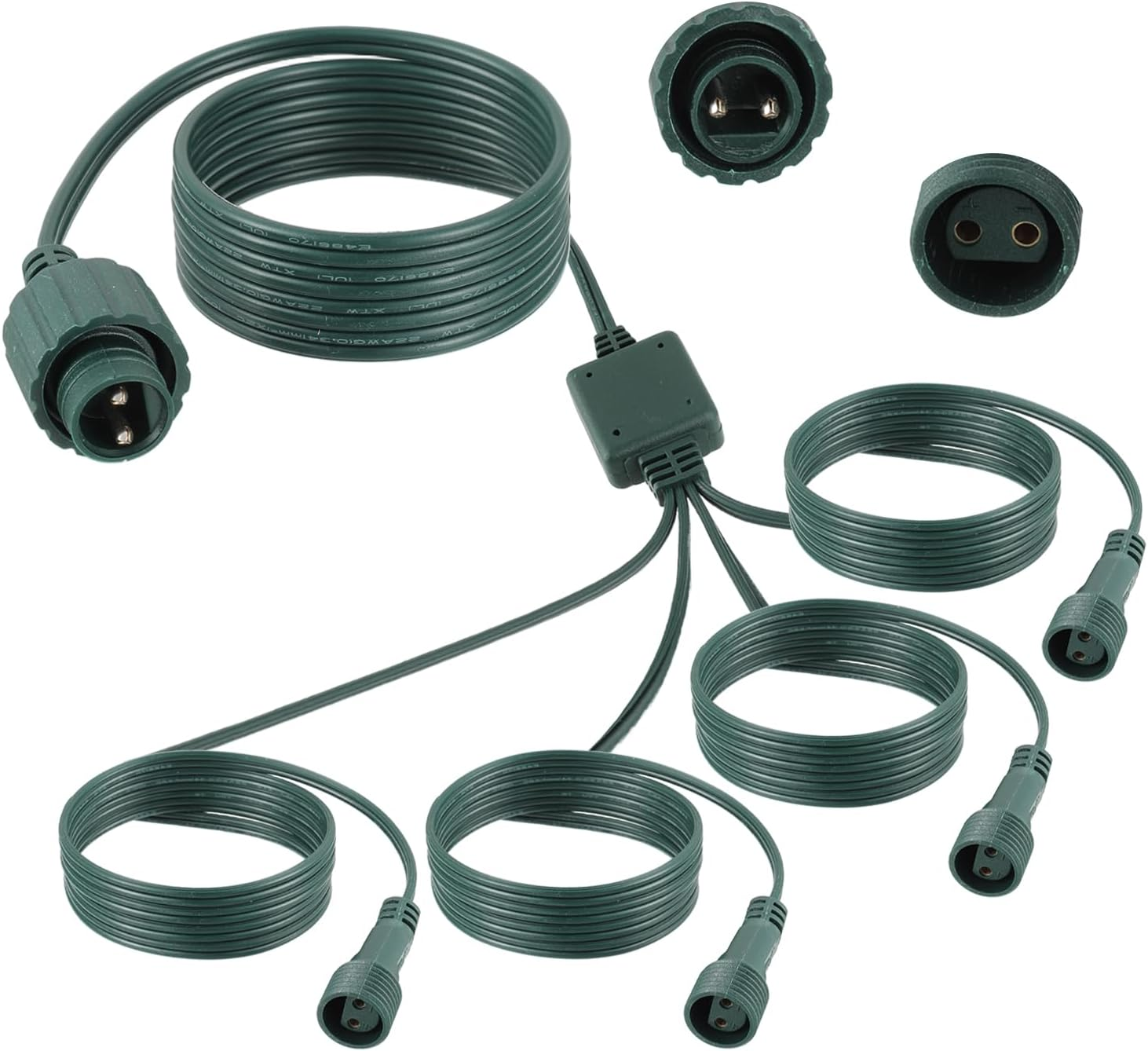 HUAREW Fairy Lights Extension Splitter 72 Inches, 2-Pin Fairy Lights Extension Cable IP44 Waterproof, for Indoor and Outdoor Lights, Fairy Lights, Icicle Lights (1 to 4)