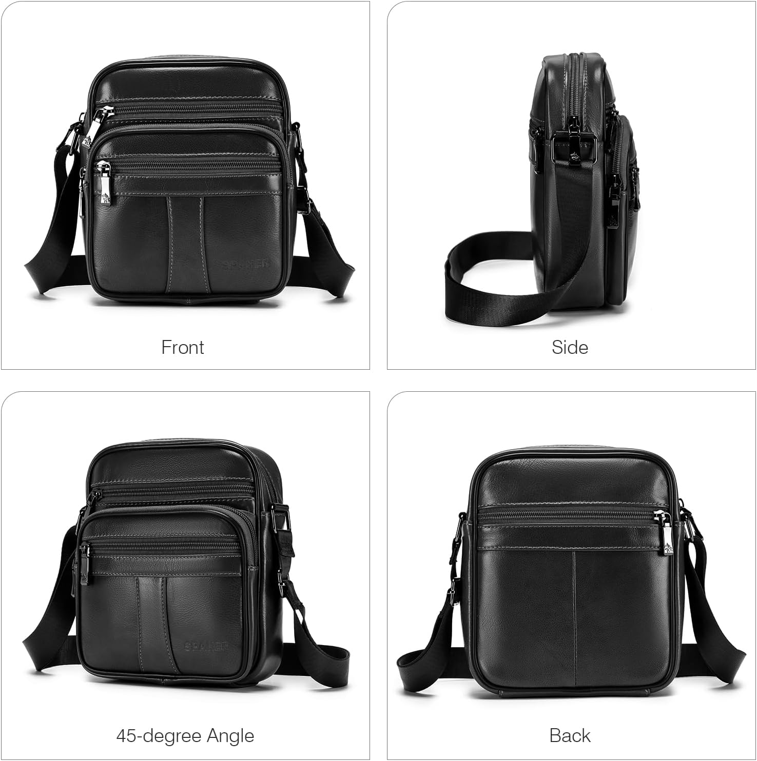 SPAHER Man Bag Small Shoulder Bag for Men Crossbody Leather Bags for Men Leather Handbag Shoulder Bag Business Messenger Backpack Crossbody Casual Sling Travelling Bag Mens Gift