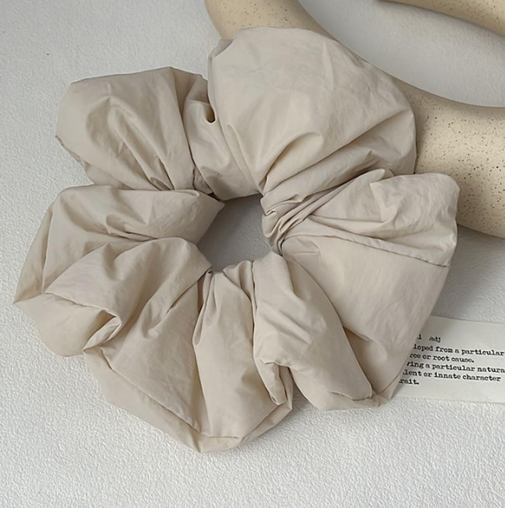 2 Pcs 7 Inch Fluffy Big Scrunchies Large Hair Ties Oversized Hair Scrunchies Hair Elastics Ponytail Holder Bands for Women Girls(Black and Beige)