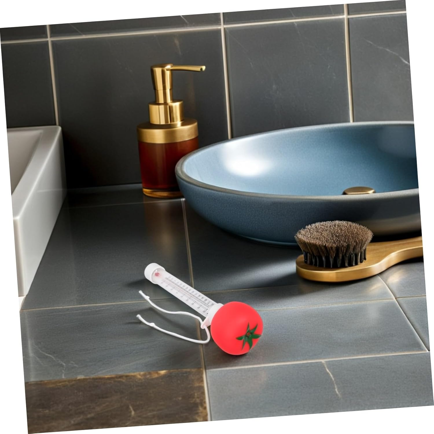 Floating Swimming Pool Thermometer for Cartoon Design Large Clear Display Accurate Spa Temperature Gauge for Baths Pools Hot Tubs Baths Floating Water Temperature Tomato image number 3