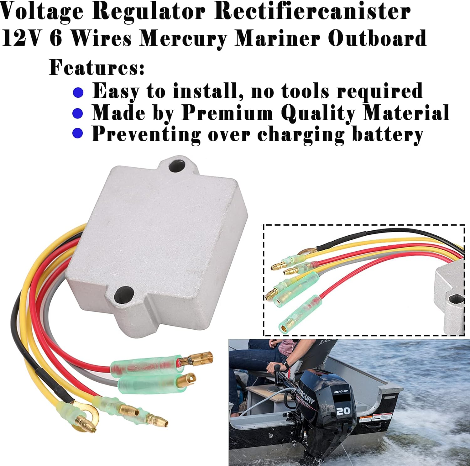 815279T Regulator Rectifier 883072T 6 Wire Compatible with Mercury Voltage Regulator 40HP 50HP 55HP 60HP 75HP 90HP 100HP 115HP 125HP 135HP 150HP 175HP 200HP 250HP 275HP 854515 815279-3 image number 3