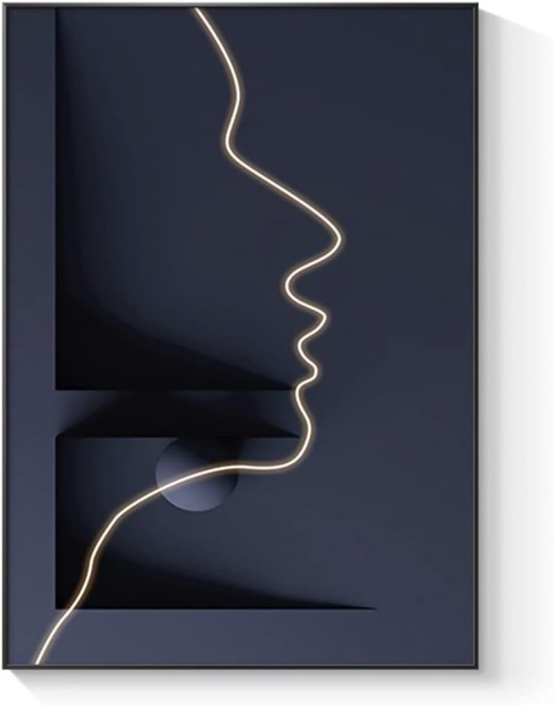 SDRC58EY Wall Art Entrance Hanging Painting Lamp Luminous Character Decorative Painting Modern Living Room Sofa Floor Mural Wall Art Decor (Color : F Gold, Size : 100 * 150CM) image number 1