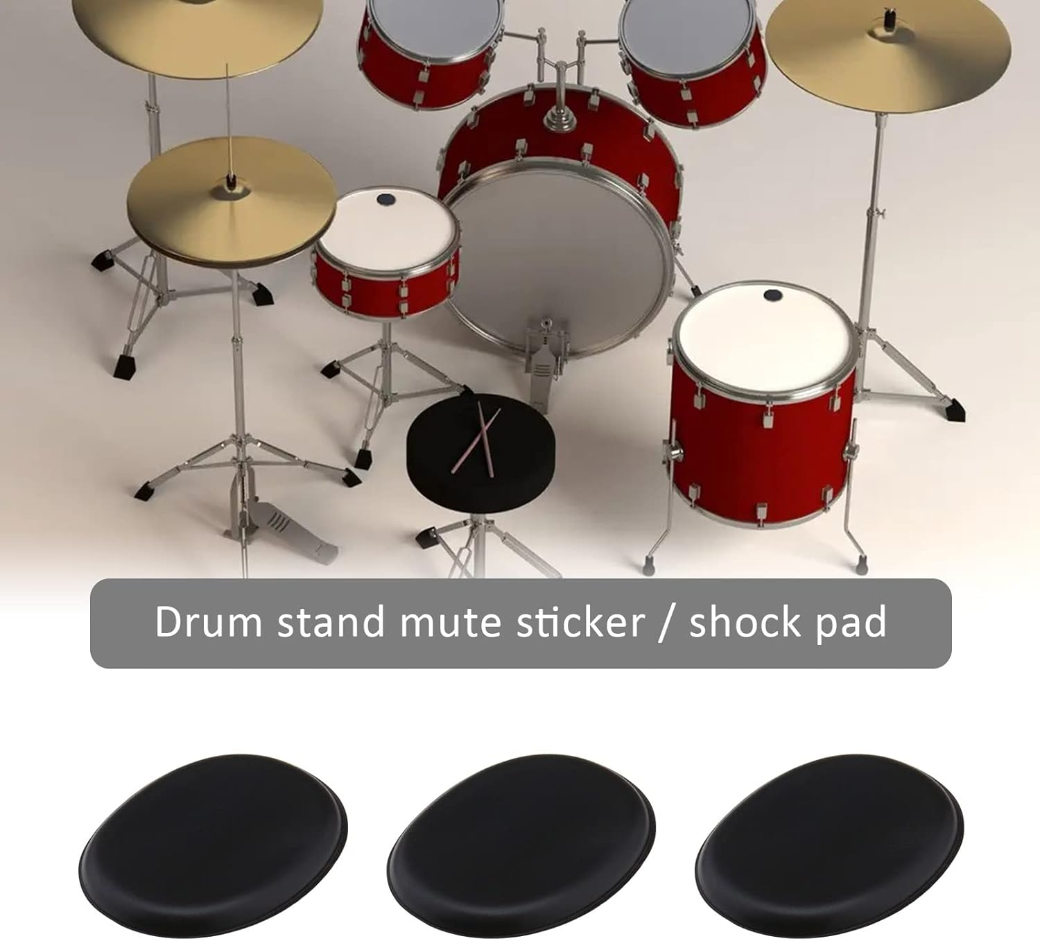 Emagtech 10PCS Drum Dampener Gel Pads Soft Silicone Oval and Long Strip Drum Silencers Pads for Drums Kits Snare Drums Cymbal Percussion Instrument Black image number 3