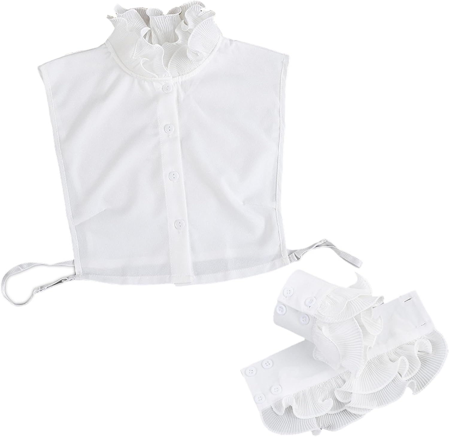 Fake Collar for Women Detachable Ruffled White Collar with Fake Cuffs Stylish Skin-Friendly and Lightweight Faux Women for Sweaters & Button-Down Shirts Faux image number 5