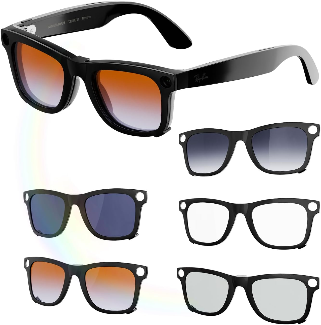 Compatible with Ray Ban Meta Wayfarer Rw4008,Polarized Color Changing Clip Quick Install anti Glare Lens Attachment