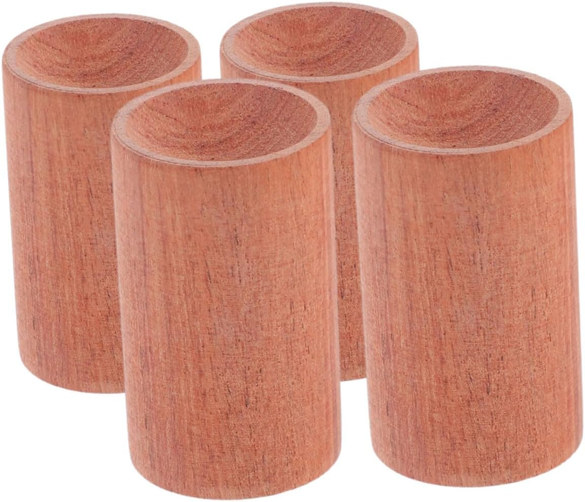 FRCOLOR Aromatherapy Display Pillars in Mini Cylinder Wood Base 4Pcs Essential Oil Diffuser Holder Elegant for Home Decor