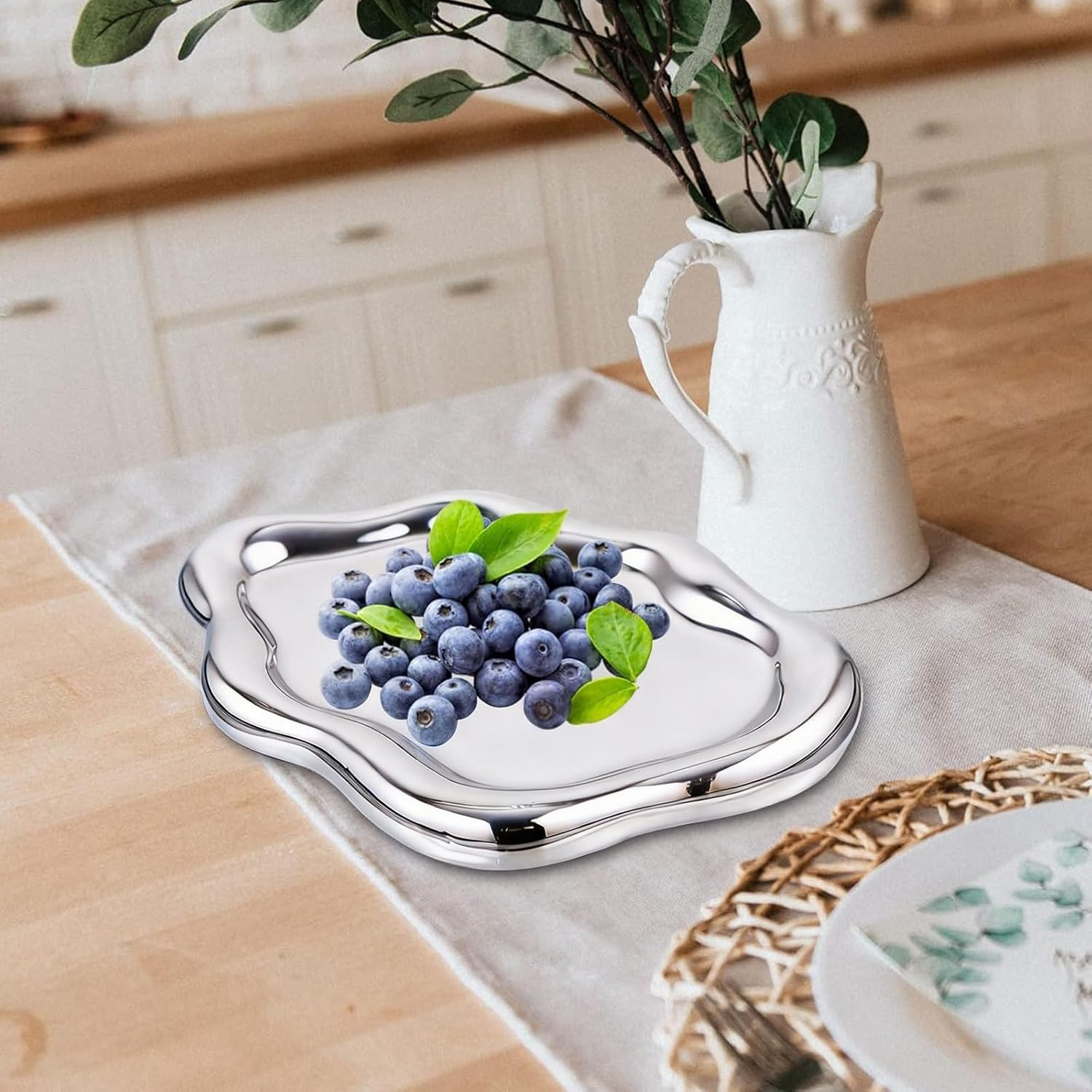 Cloud Trinket Dish - Silver Jewelry Tray Mirror Finish Ceramic Ring Holder, Modern Luxury Perfume Tray, Decorative Catchall Bowl for Entryway Table, Unique Christmas Birthday Gift-Silver