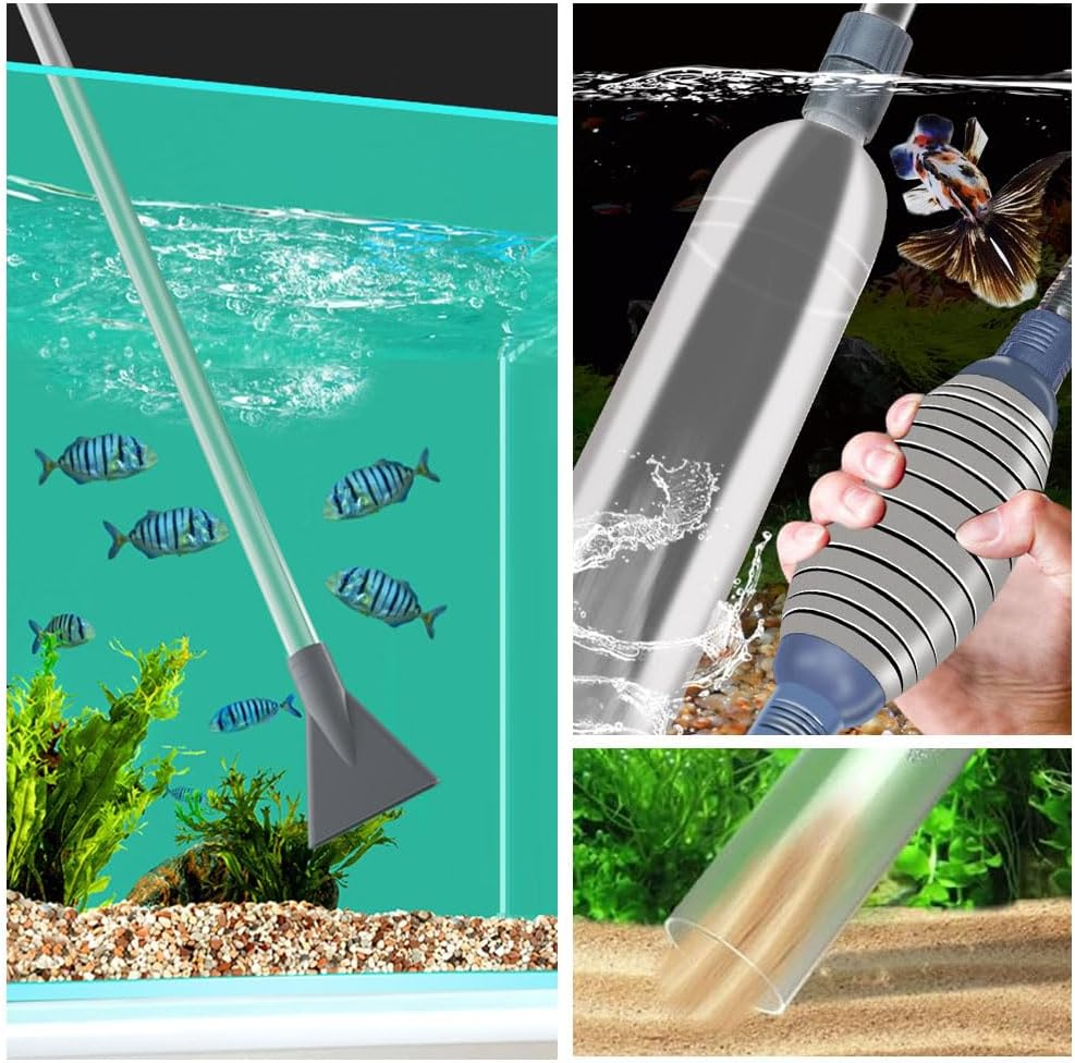 3.0M Aquarium Water Changer Gravel Vacuum for Fish Tank Cleaning Tools,Hot Tub Vacuum Spa Vac,Manual Spa Vacuum Wand Cleaner Cordless Pool Cleaner,Handheld Flexible Hose for Dirt(3 Cleaner Heads) image number 2