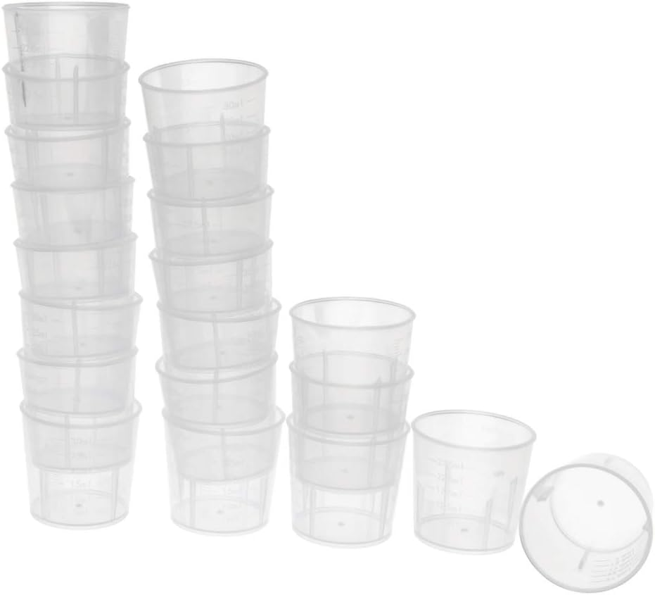20Pieces 30Ml Clear Graduated Beaker Measuring Cup Kitchen Lab Tool