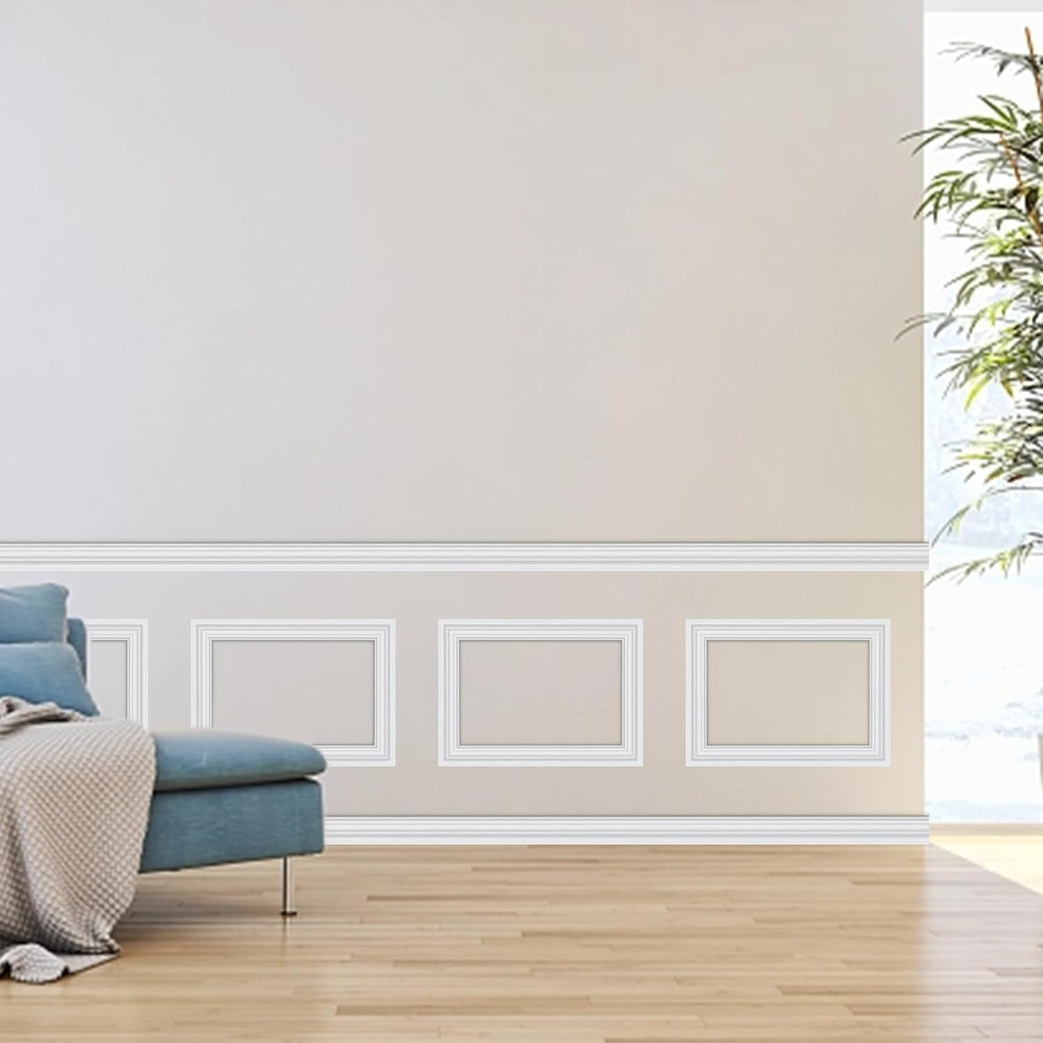 Taaizau Peel and Stick Wall Molding Trim, Flexible Strip for Mirror Frame, Chair Rail Moulding, Wall Protection and Home DIY Decoration (118'' X 0.9'') image number 4