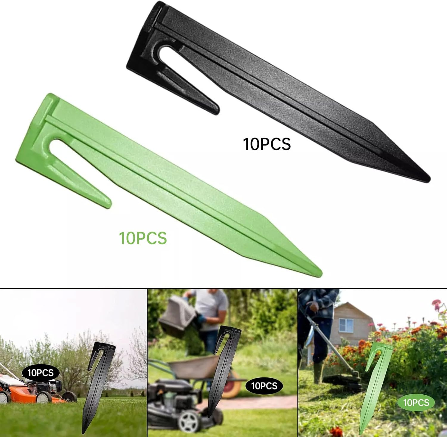 10 Pcs 8.5Cm Outdoor Lawn Mower Boundary Line Signal Line Press Line Nails - Durable Plastic Ground Pegs for Gardening & Landscaping - Green image number 3
