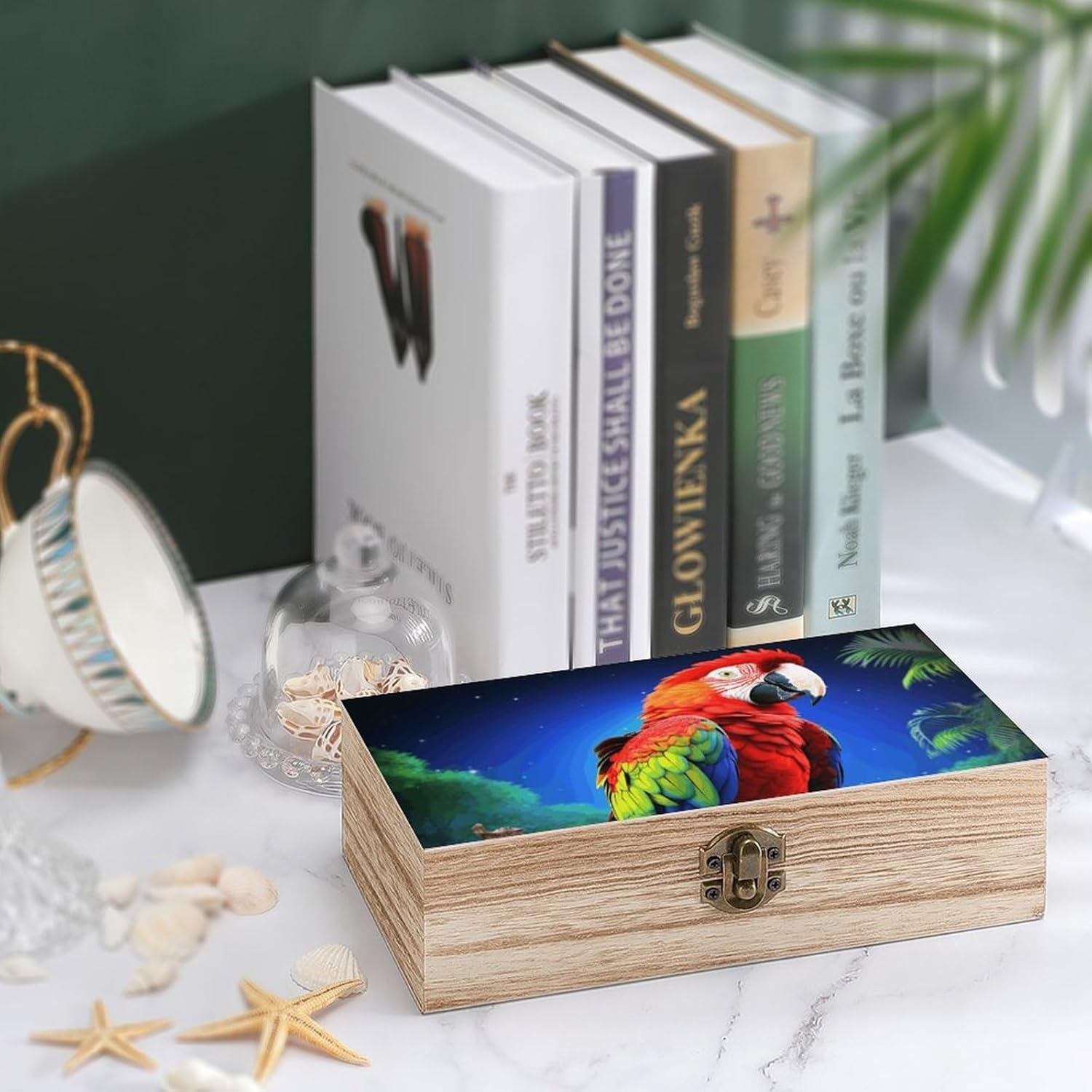 Parrot Wooden Box Wood Wedding Keepsake Boxes with Lids Small Decorative Boxes Lightweight Wooden Memory Storage Box for Crafts Keepsakes Jewelry Photo Letter Storage image number 6