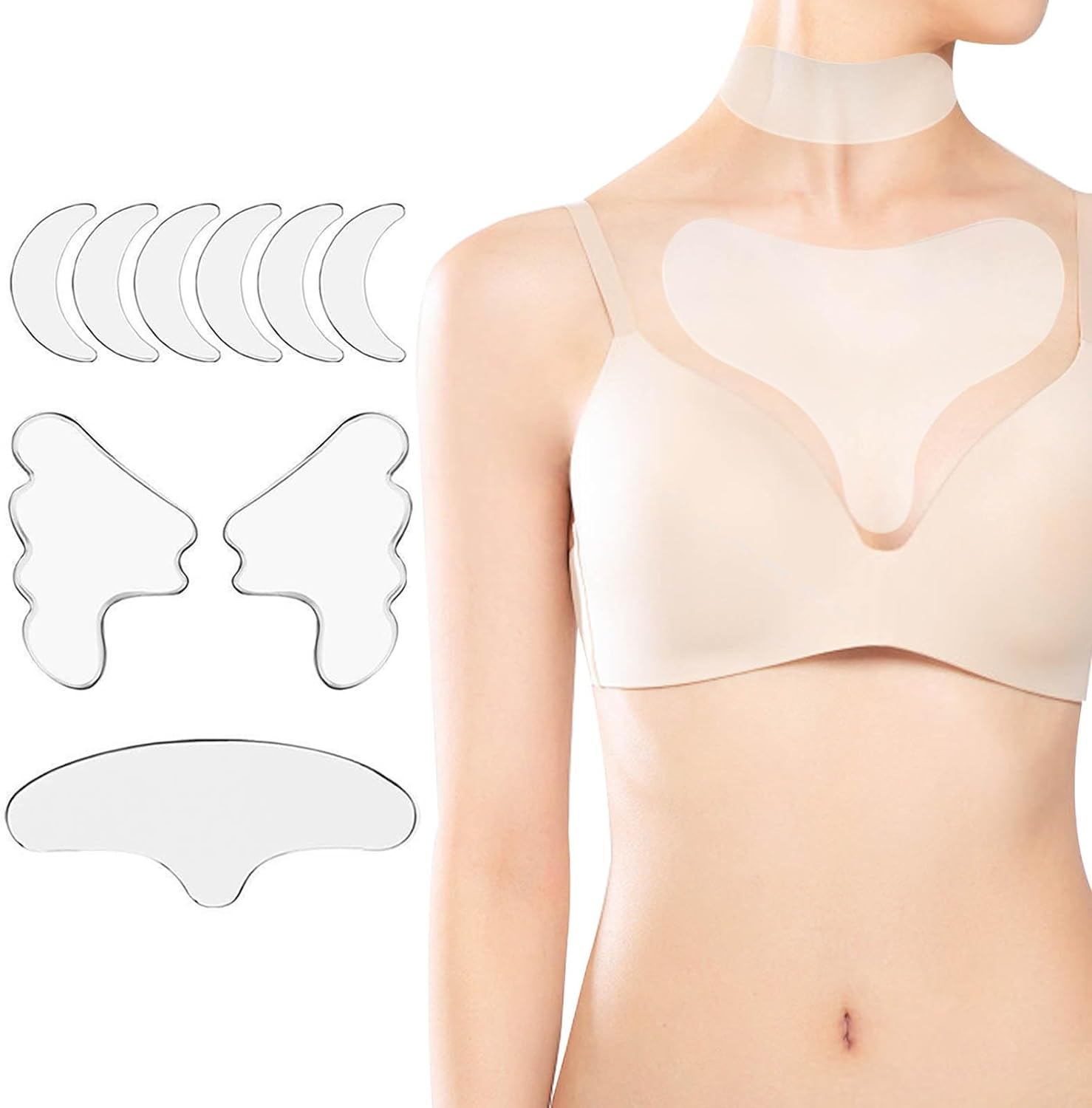 11Pcs Silicone Wrinkle Patches, Reusable Chest Wrinkle Patches, Neck Patches for Wrinkles, anti Wrinkle Silicone Patch for Chest Forehead Eye Neck (11) image number 5